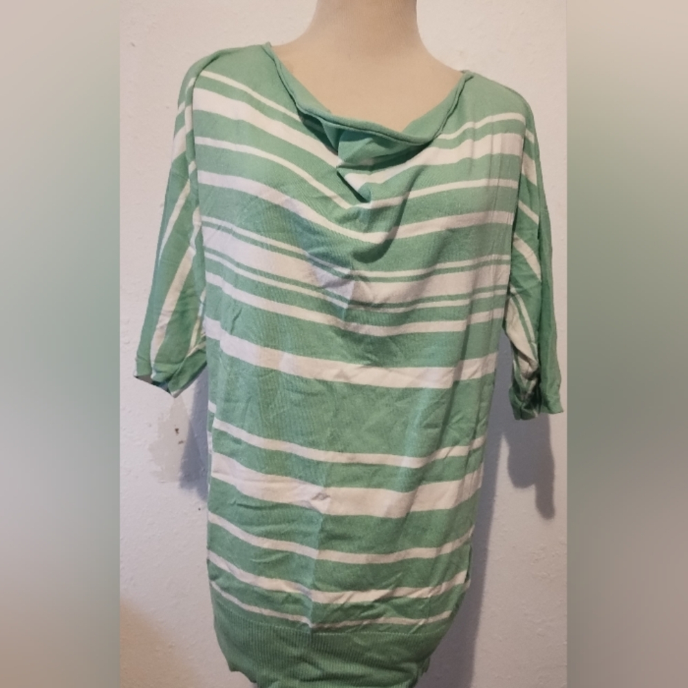 Chico's green and white striped top